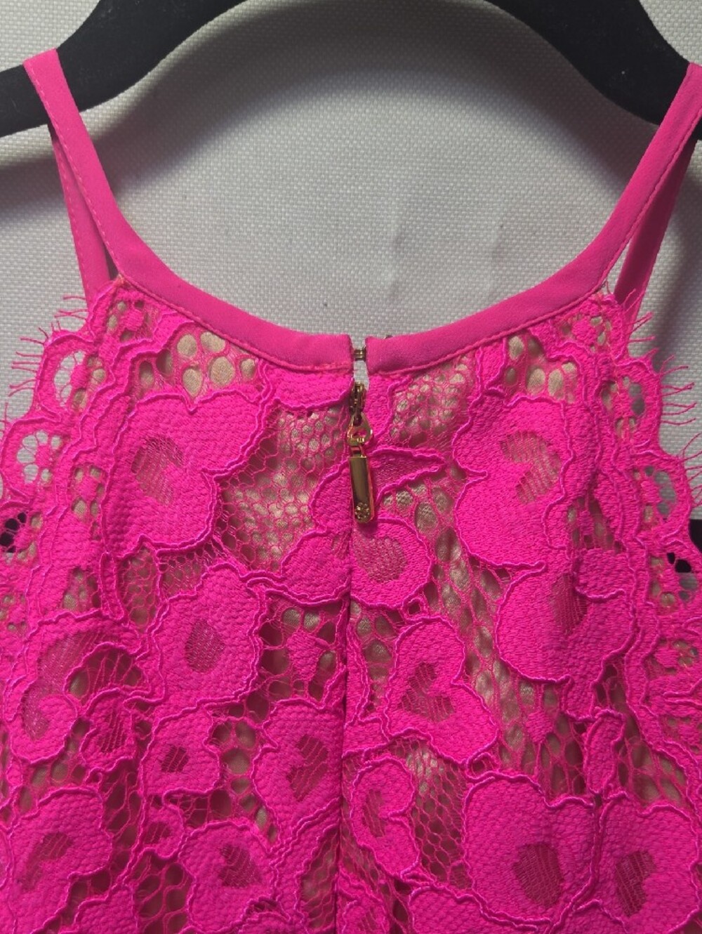 Trina Turk Parry Bright Pink Lace Halter Sheath Dress - Picture 4 of 10